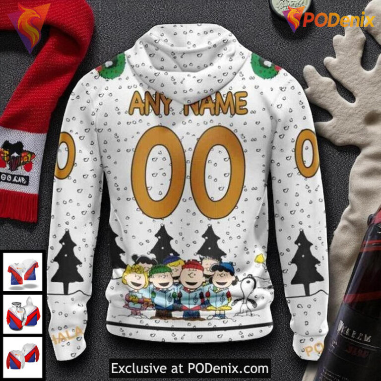 Mens Chicago Blackhawks Custom Hoodie 3D, Peanuts Snoopy Winter Holiday - 1