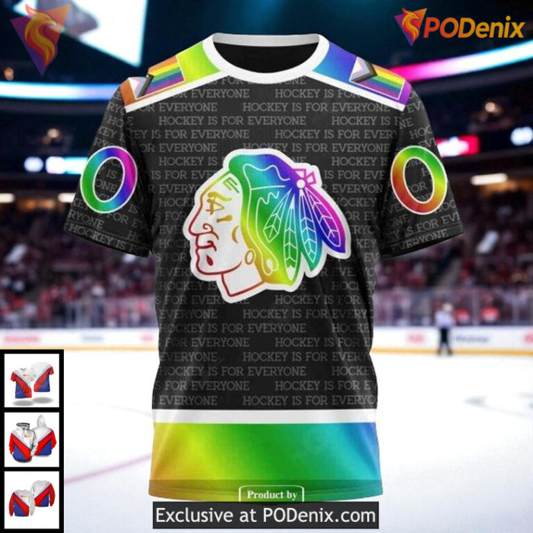 Mens Chicago Blackhawks Custom Hoodie 3D, Pride Gradient All Over Print - 2