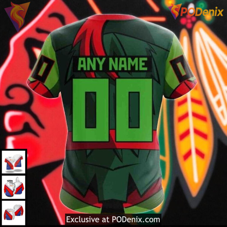 Mens Chicago Blackhawks Custom Hoodie 3D Teenage Mutant Ninja Turtles NHL - 3