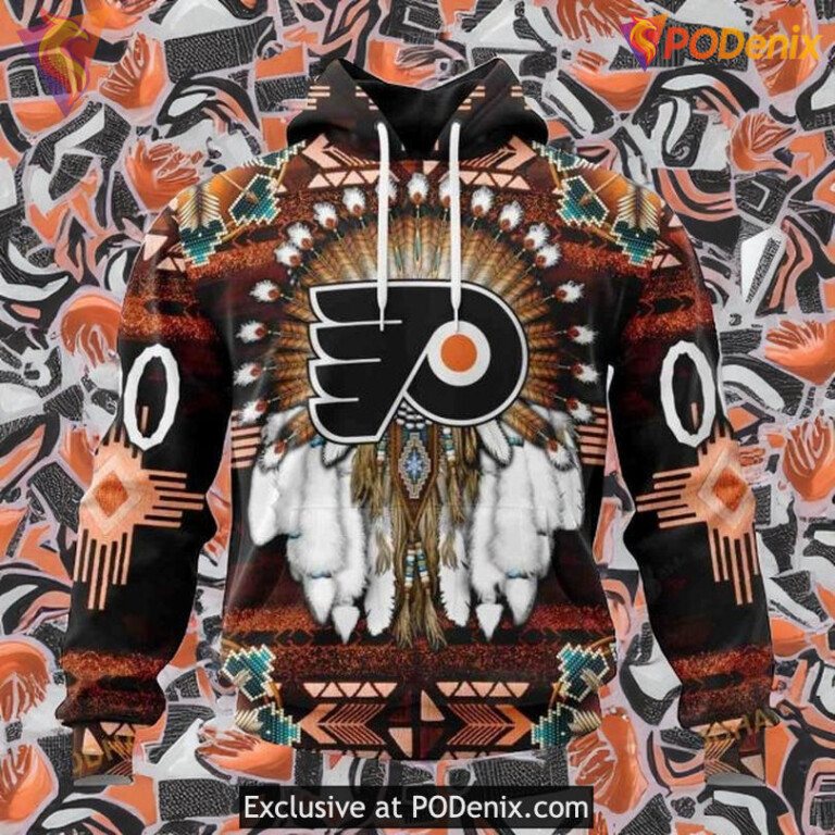 Mens Philadelphia Flyers Custom Hoodie 3D Native Costume NHL Shirt