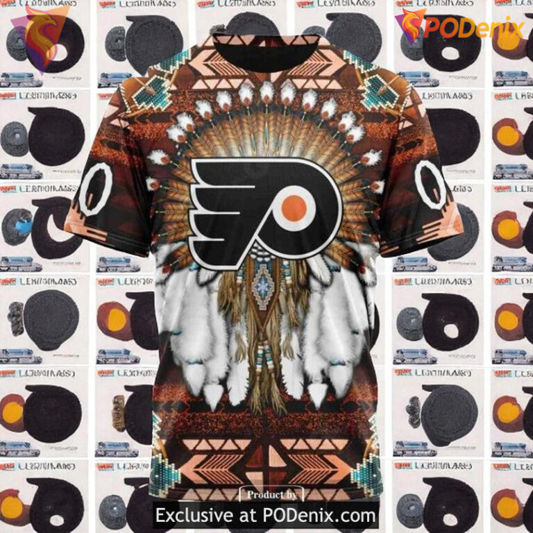 Mens Philadelphia Flyers Custom Hoodie 3D Native Costume NHL Shirt - 2