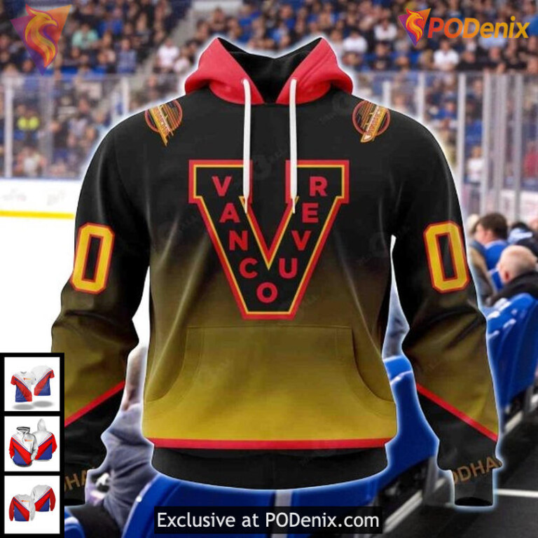 Mens Vancouver Canucks Custom Hoodie 3D Retro Gradient NHL Fanwear Limited Edition