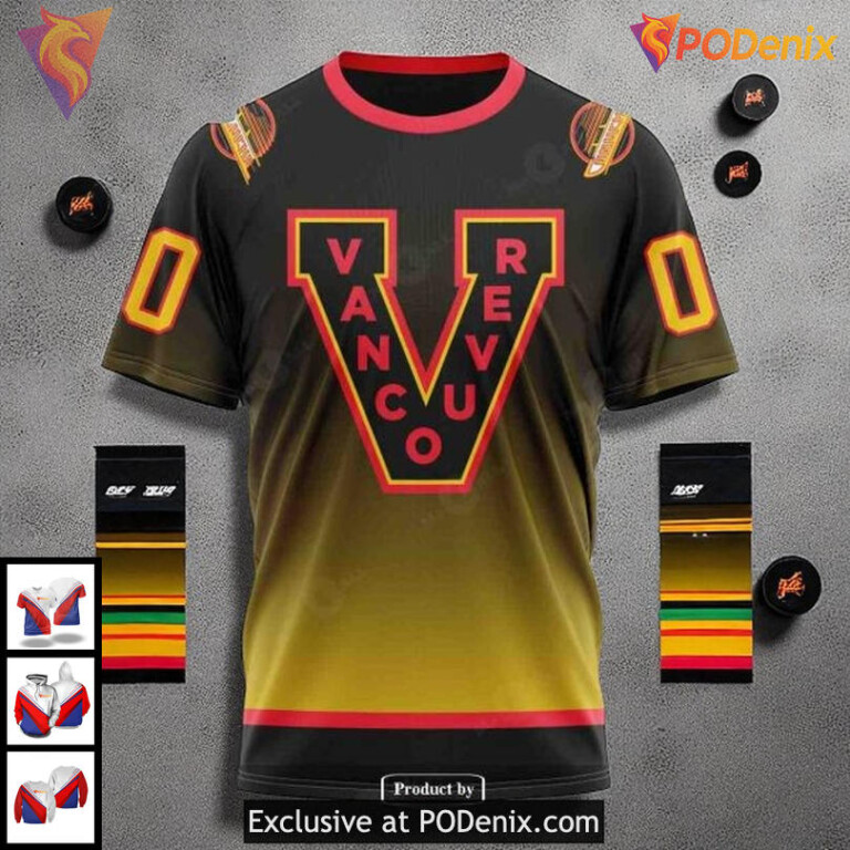 Mens Vancouver Canucks Custom Hoodie 3D Retro Gradient NHL Fanwear Limited Edition - 2