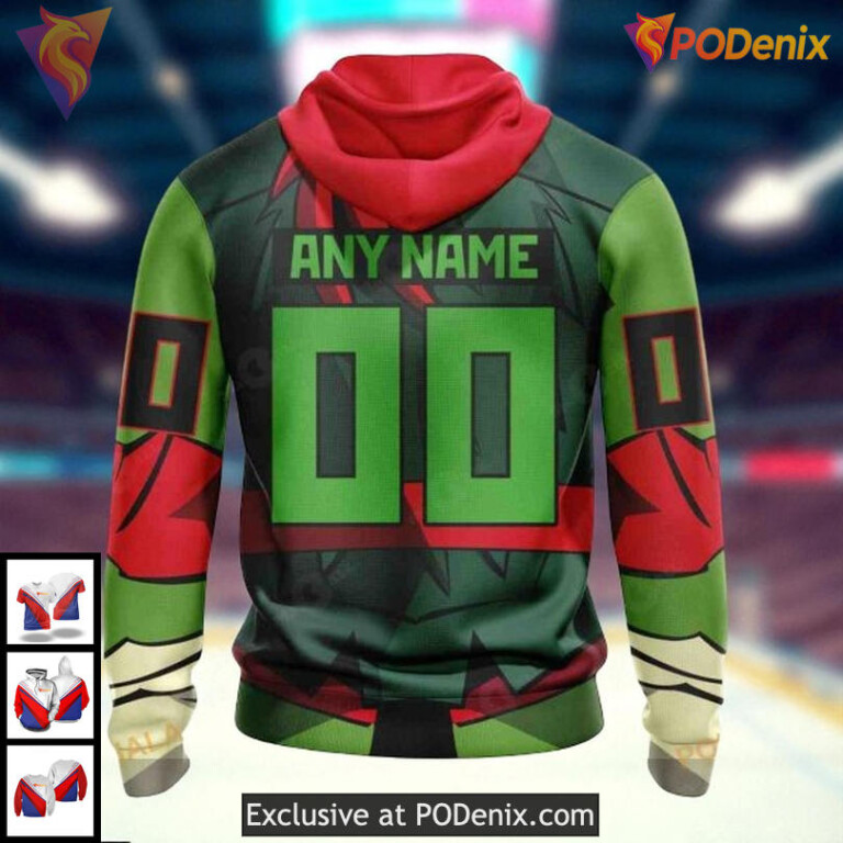 Mens Vancouver Canucks Custom Hoodie 3D, Teenage Mutant Ninja Turtles NHL Design - 1
