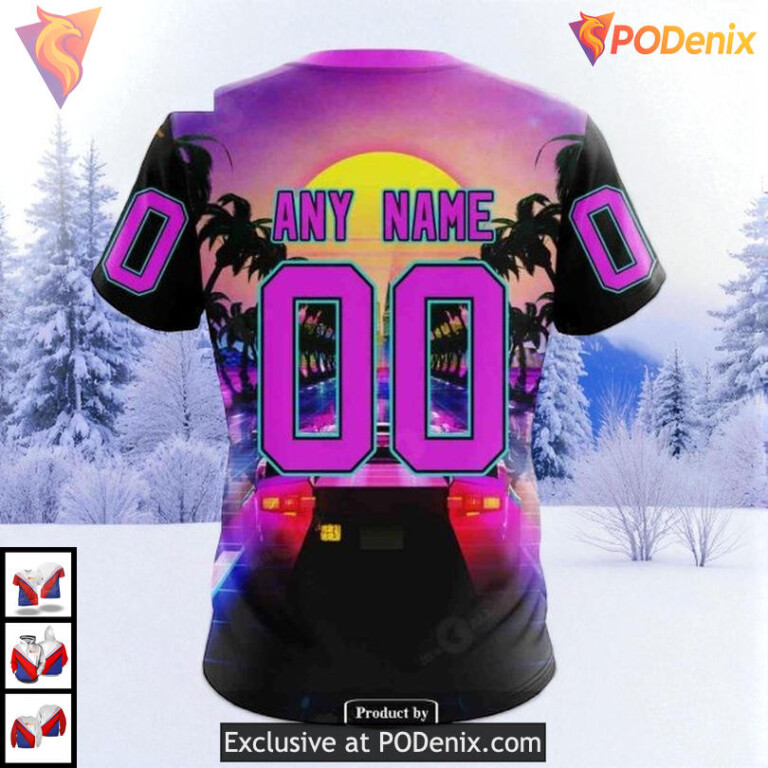 Miami Vice Pink Inspired Theme Custom Florida Panthers Full Print Hoodie NHL 3D - 3