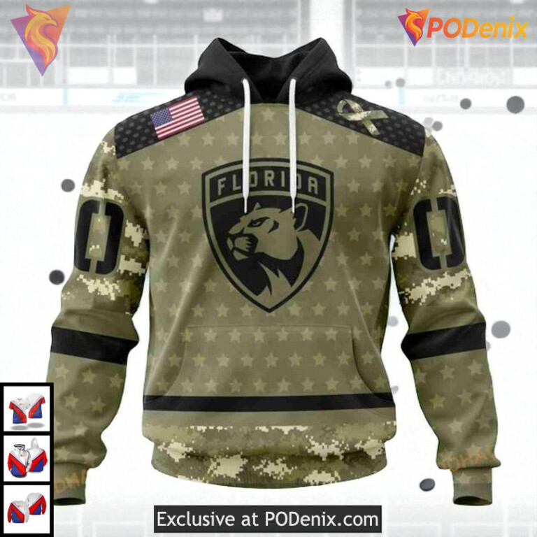 Military Appreciation Camo Style Custom Florida Panthers Zip Up Hoodie NHL 3D