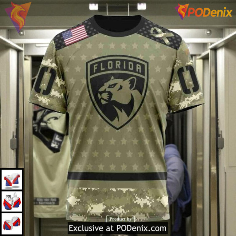 Military Appreciation Camo Style Custom Florida Panthers Zip Up Hoodie NHL 3D - 3