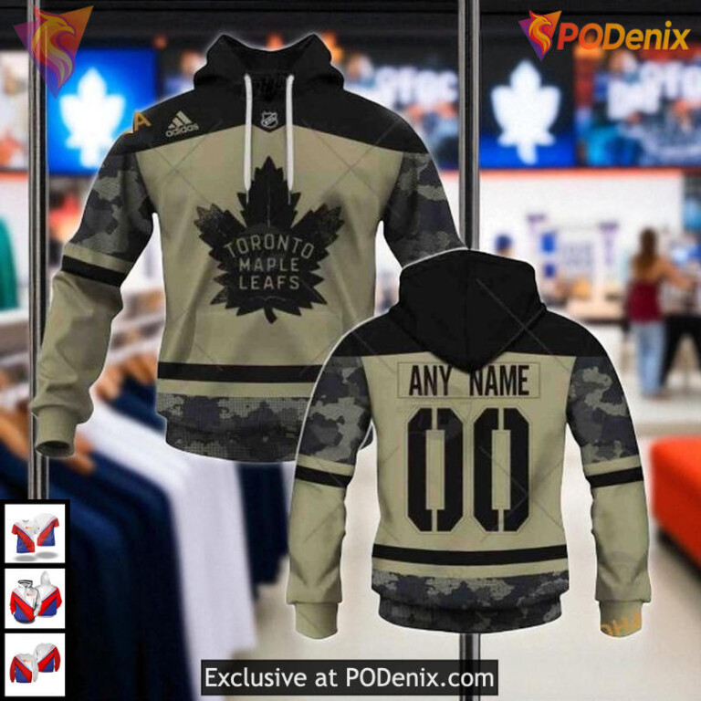Military Appreciation Camo Vintage Toronto Maple Leafs Hoodie, Authentic NHL 3D