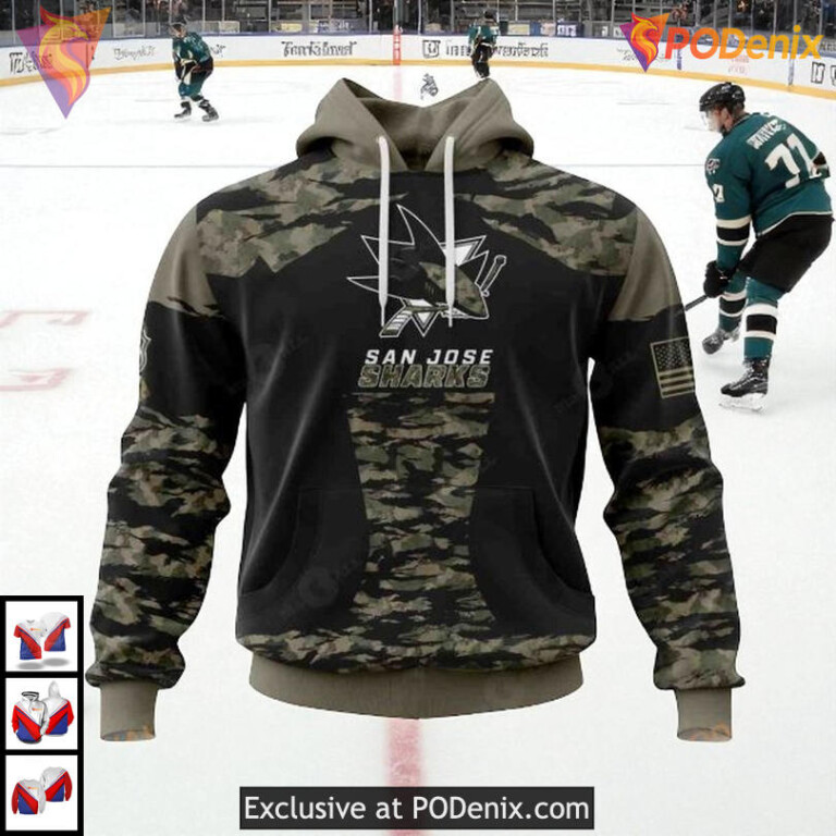 Military Members Kits V5 Custom NHL San Jose Sharks Winter Hoodie 3D