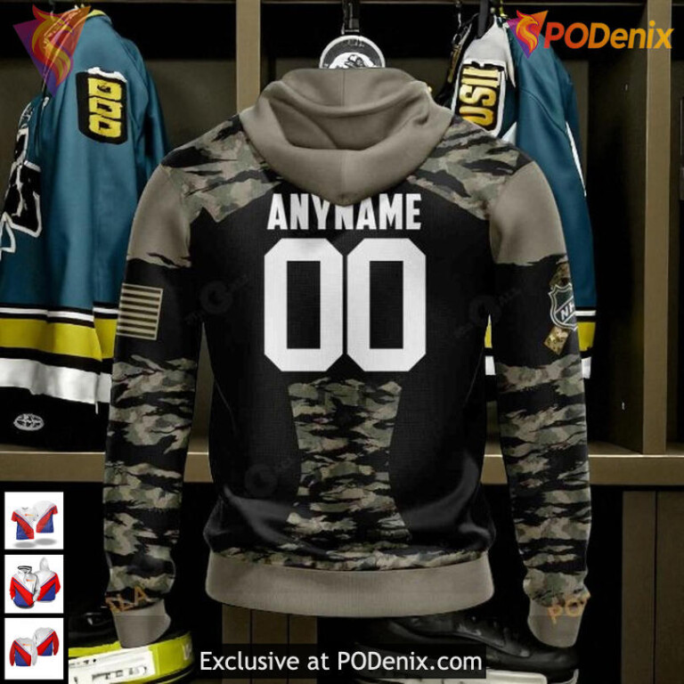 Military Members Kits V5 Custom NHL San Jose Sharks Winter Hoodie 3D - 1