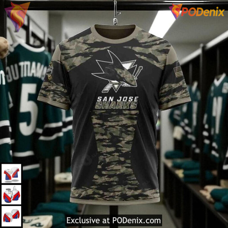Military Members Kits V5 Custom NHL San Jose Sharks Winter Hoodie 3D - 2