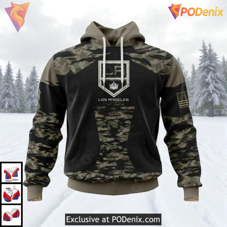 Military Members Kits V5 Edition Custom Number Los Angeles Kings Hoodie NHL 3D