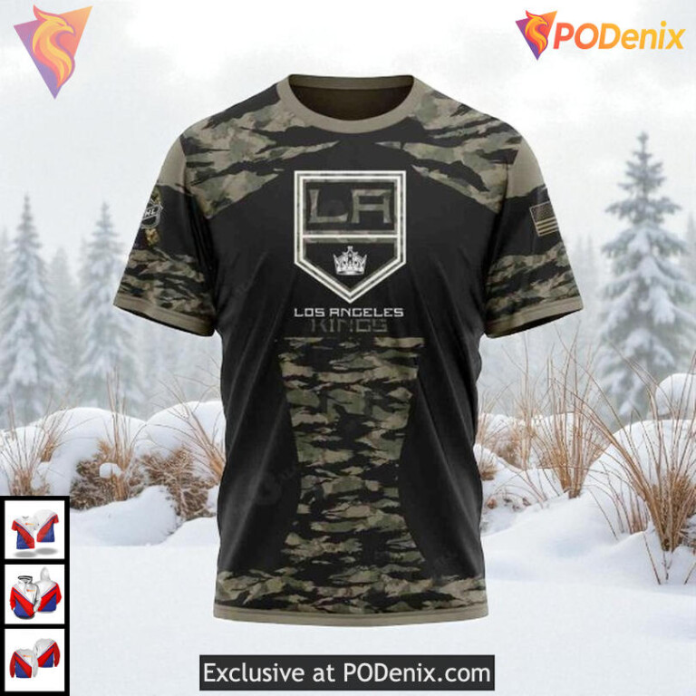 Military Members Kits V5 Edition Custom Number Los Angeles Kings Hoodie NHL 3D - 2