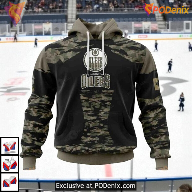 Military Members V5 Jersey Kit NHL Custom Name Edmonton Oilers Hoodie 3D