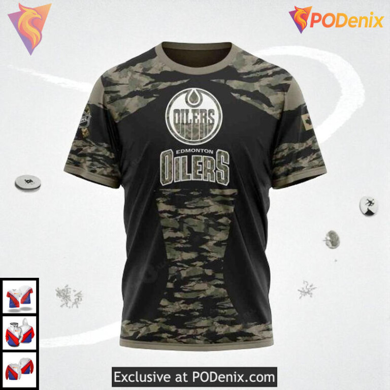 Military Members V5 Jersey Kit NHL Custom Name Edmonton Oilers Hoodie 3D - 2
