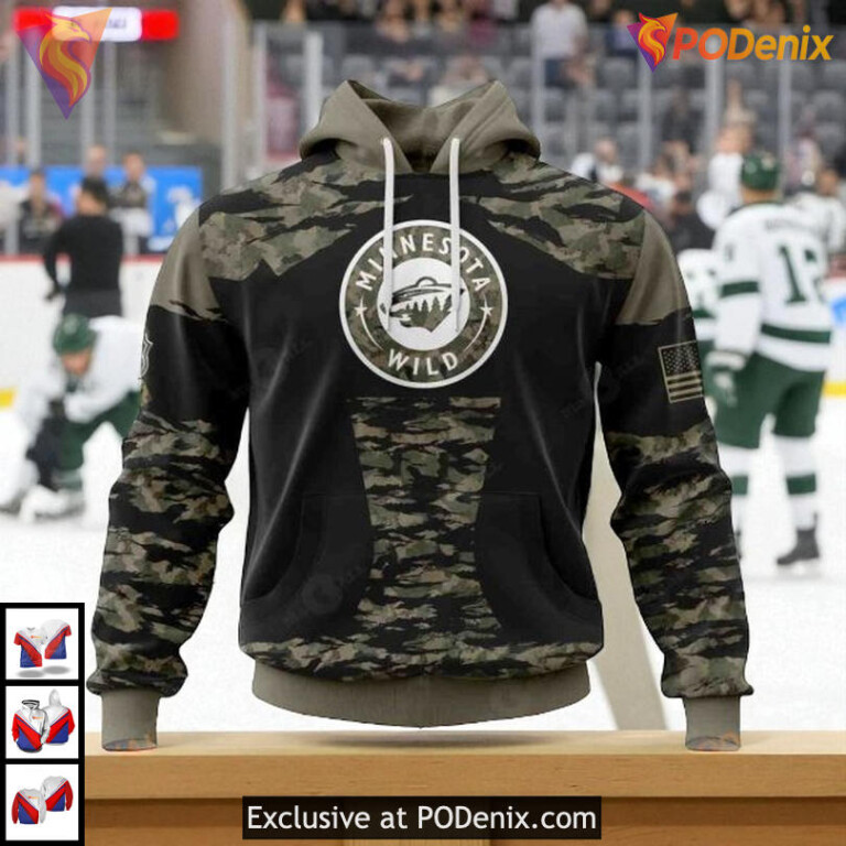 Military Members V5 Jersey Kit NHL Custom Number Minnesota Wild Hoodie 3D