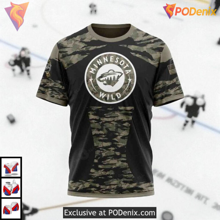 Military Members V5 Jersey Kit NHL Custom Number Minnesota Wild Hoodie 3D - 2