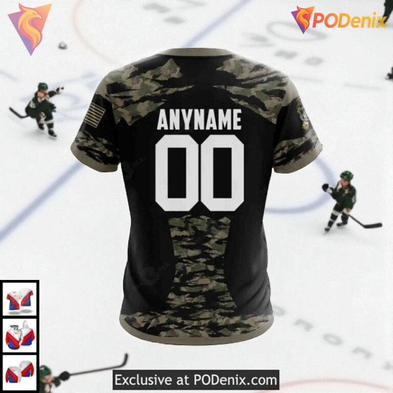 Military Members V5 Jersey Kit NHL Custom Number Minnesota Wild Hoodie 3D - 3