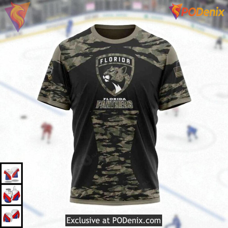 Military Members V5 Kit Design Custom Custom Number Florida Panthers Hoodie NHL 3D - 2