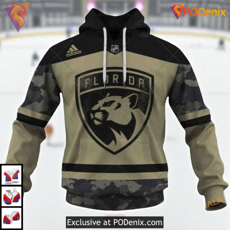 Military Practice Jersey Camo Custom Custom Name Florida Panthers Hoodie 3D - 1