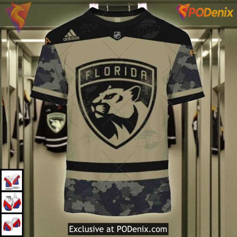 Military Practice Jersey Camo Custom Custom Name Florida Panthers Hoodie 3D - 2