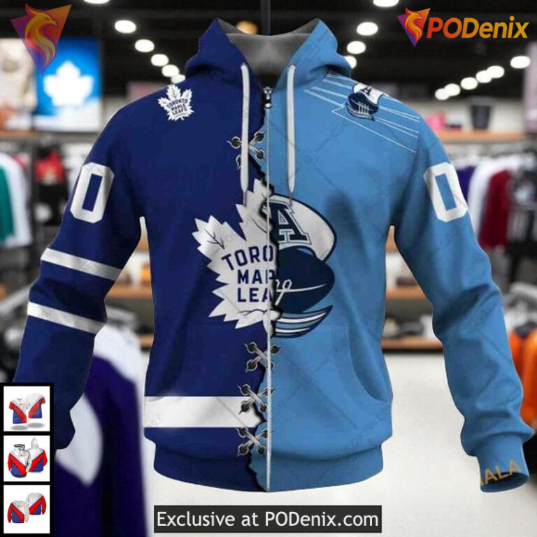Mix CFL Argonauts Toronto Maple Leafs Retro Hoodie, Custom NHL 3D Shirt Style