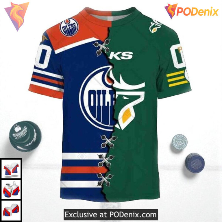 Mix CFL Elks Jersey Style NHL Edmonton Oilers All Over Print Hoodie 3D - 1