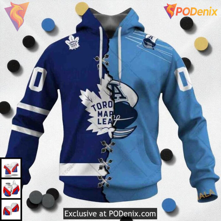Mix CFL Toronto Argonauts Jersey Style Toronto Maple Leafs All Over Print Hoodie 3D