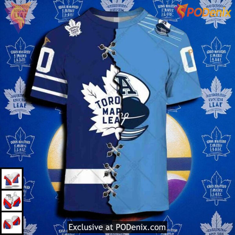 Mix CFL Toronto Argonauts Jersey Style Toronto Maple Leafs All Over Print Hoodie 3D - 1