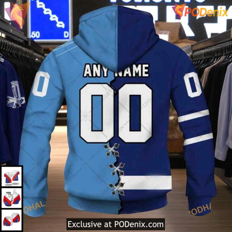 Mix CFL Toronto Argonauts Jersey Style Toronto Maple Leafs All Over Print Hoodie 3D - 2