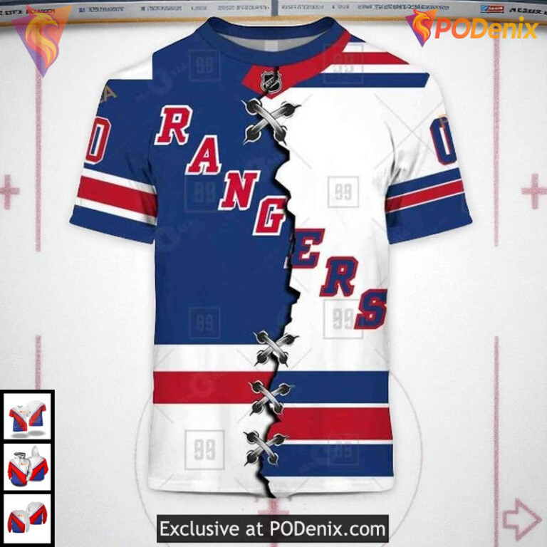 Mix Color Jersey 2025 Edition Custom New York Rangers Womens Hoodie 3D Style - 1
