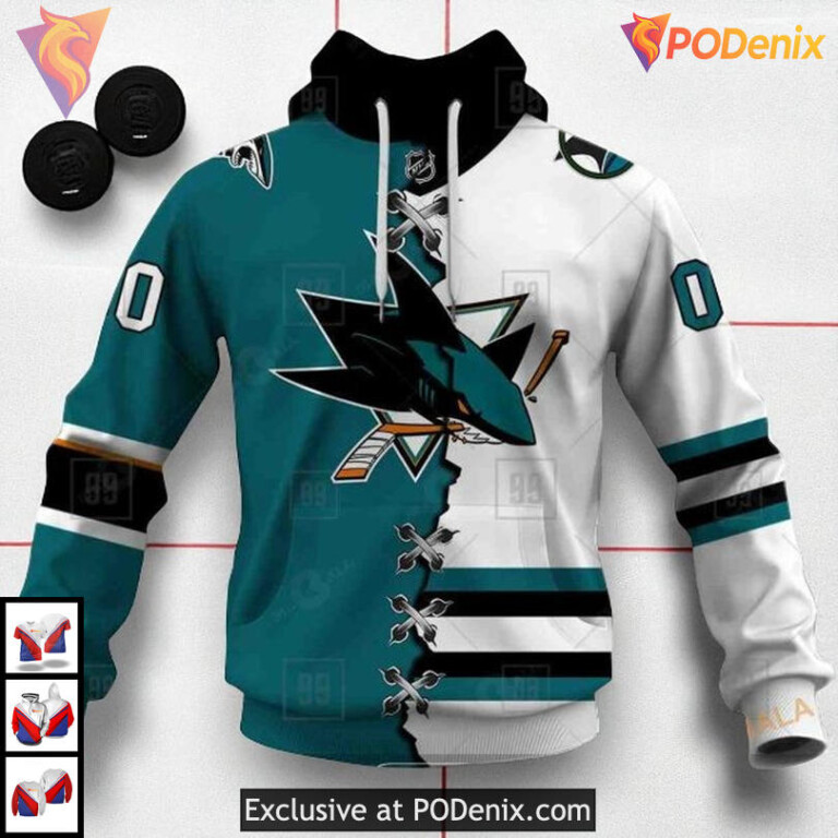 Mix Color Jersey 2025 Style Custom Custom Name San Jose Sharks Hoodie 3D