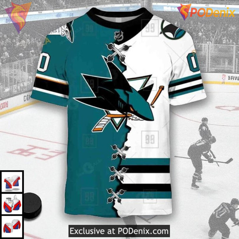 Mix Color Jersey 2025 Style Custom Custom Name San Jose Sharks Hoodie 3D - 1