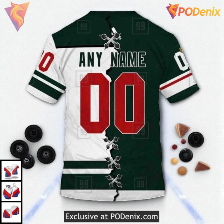 Mix Jersey 2025 Concept NHL Minnesota Wild Mens Hoodie Custom 3D - 3