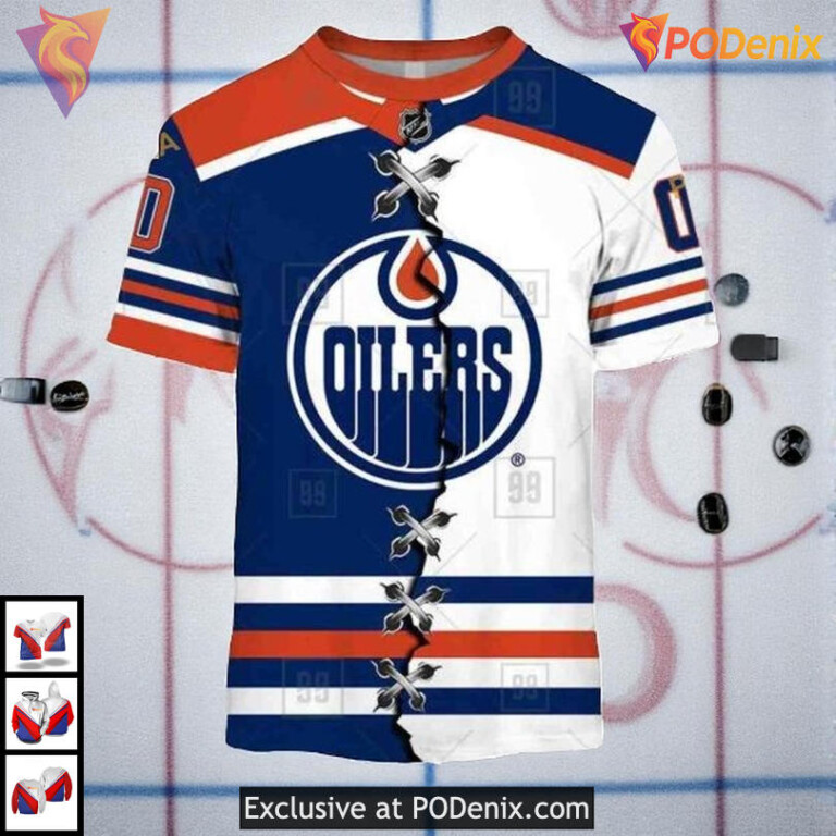 Mix Jersey 2025 Custom Name Number NHL Edmonton Oilers Mens Hoodie 3D - 1