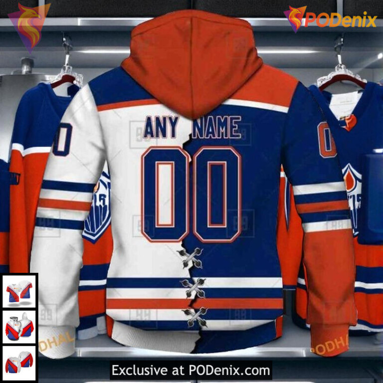 Mix Jersey 2025 Custom Name Number NHL Edmonton Oilers Mens Hoodie 3D - 2