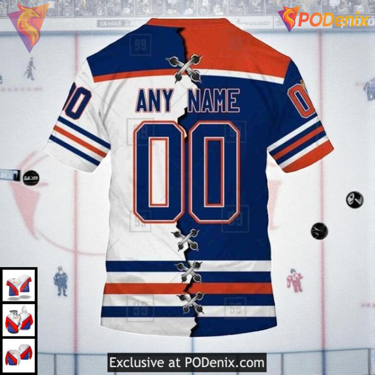 Mix Jersey 2025 Custom Name Number NHL Edmonton Oilers Mens Hoodie 3D - 3