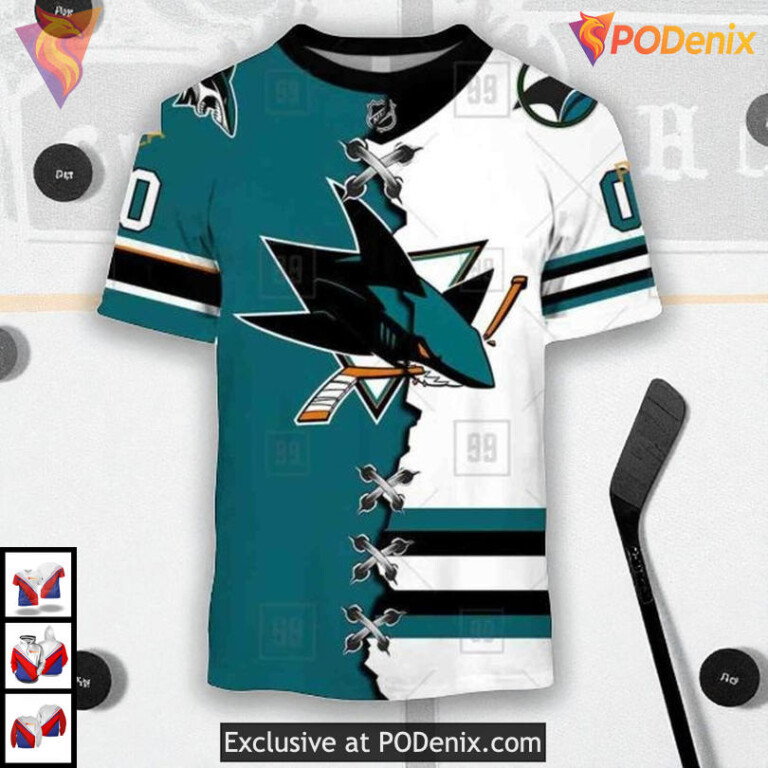 Mix Jersey 2025 Edition Custom Custom Number San Jose Sharks Hoodie 3D - 1