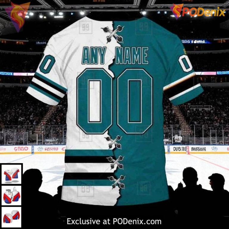 Mix Jersey 2025 Edition Custom Custom Number San Jose Sharks Hoodie 3D - 3