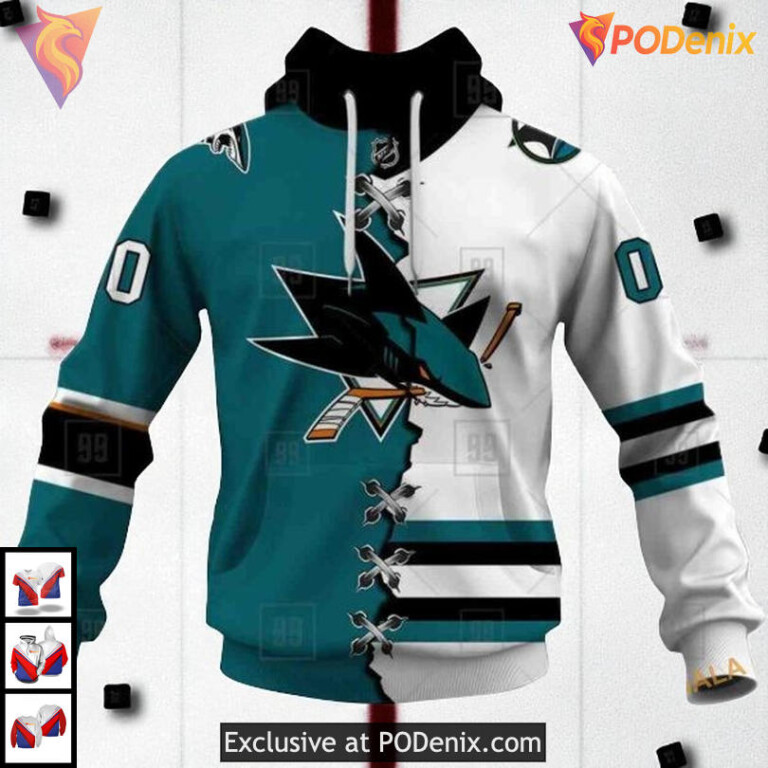 Mix Jersey 2025 Style Custom Name Number San Jose Sharks Sweatshirt Hoodie