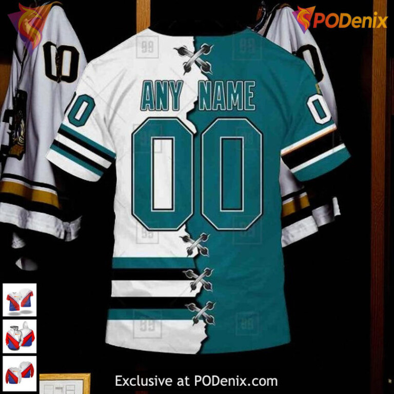 Mix Jersey 2025 Style Custom Name Number San Jose Sharks Sweatshirt Hoodie - 3
