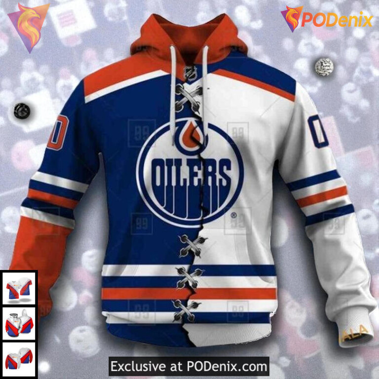 Mix Jersey 2025 Tribute Edition NHL Edmonton Oilers Zip Up Hoodie 3D