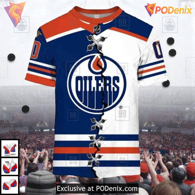 Mix Jersey 2025 Tribute Edition NHL Edmonton Oilers Zip Up Hoodie 3D - 1