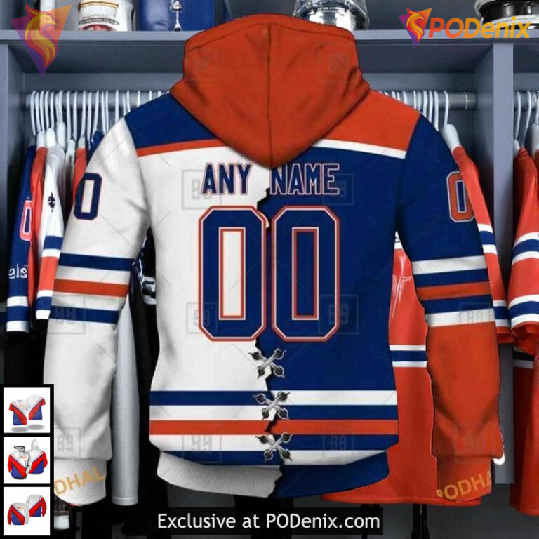 Mix Jersey 2025 Tribute Edition NHL Edmonton Oilers Zip Up Hoodie 3D - 2