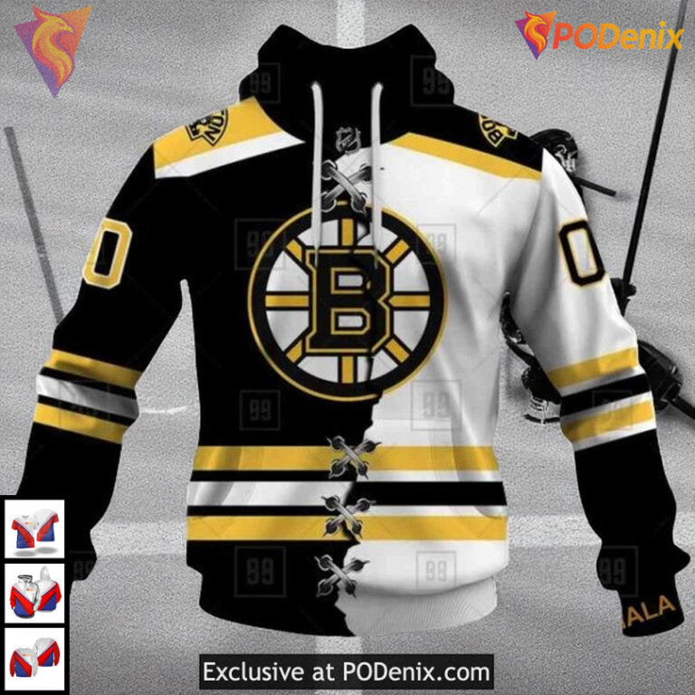 Mix Jersey Style Boston Bruins Mens Hoodie Limited Edition True Fan Look