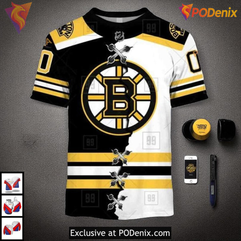 Mix Jersey Style Boston Bruins Mens Hoodie Limited Edition True Fan Look - 1
