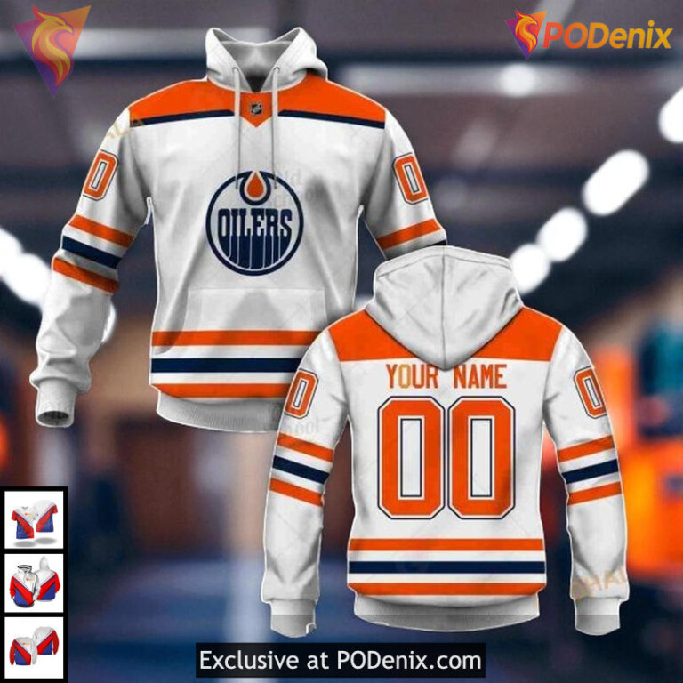 Name Number Tribute Sweatshirt NHL Edmonton Oilers Womens Hoodie 3D