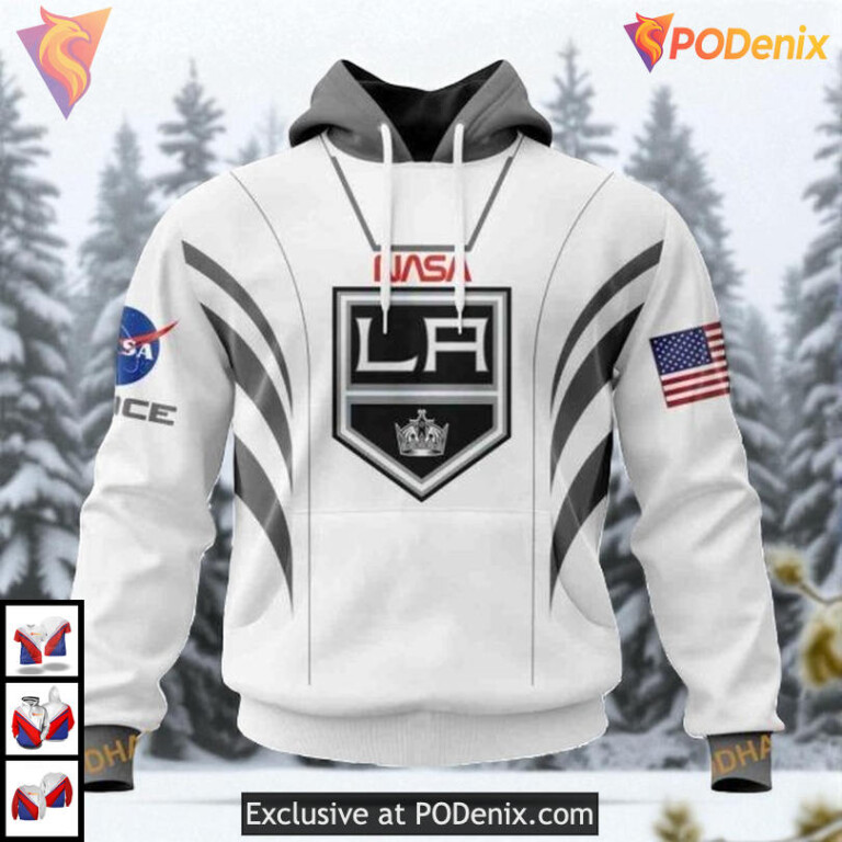 NASA Astronaut Space Force Theme Custom Name Los Angeles Kings Hoodie NHL 3D
