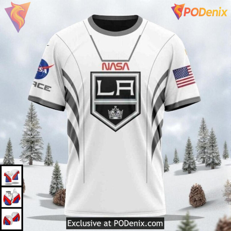 NASA Astronaut Space Force Theme Custom Name Los Angeles Kings Hoodie NHL 3D - 2