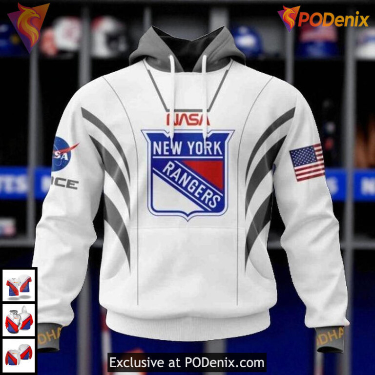 NASA Astronaut Space Force Theme Custom New York Rangers Zip Up Hoodie 3D